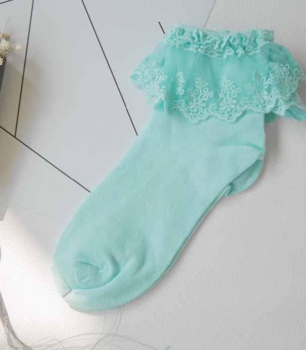 Chaussettes à volants pour femmes turquoise