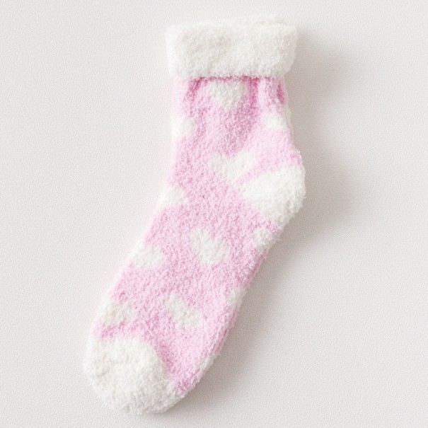 Chaussettes chaudes pour femmes avec des cœurs rose