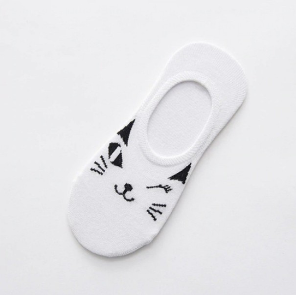 Chaussettes courtes pour femmes - Chats A721 blanc