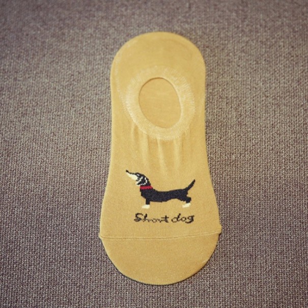 Chaussettes courtes pour hommes avec des teckels jaune
