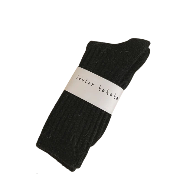 Chaussettes d'hiver chaudes en coton douces et confortables, élastiques, pour femmes et hommes, à porter pendant les périodes froides noir