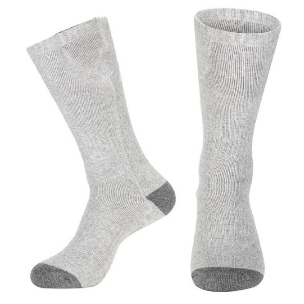 Chaussettes d'hiver chauffantes Chaussettes de ski rechargeables par câble USB Chaussettes unisexes en coton gris