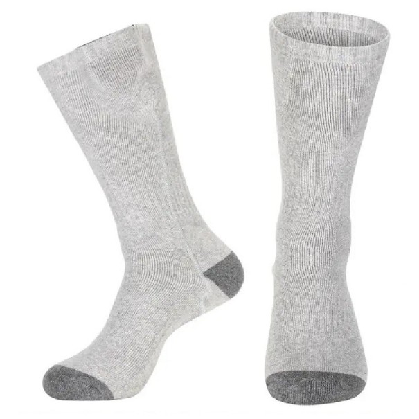 Chaussettes d'hiver chauffantes Chaussettes de ski sur 3 piles AA Chaussettes chauffantes unisexes en coton gris