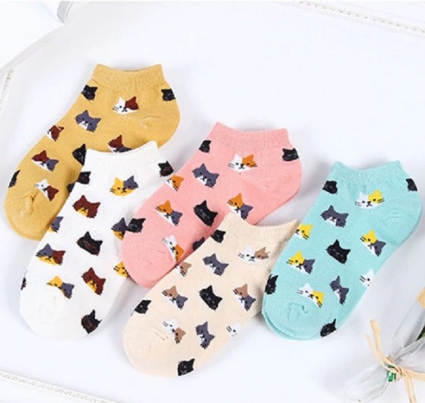 Chaussettes de cheville pour femmes avec des chats - 5 paires 1