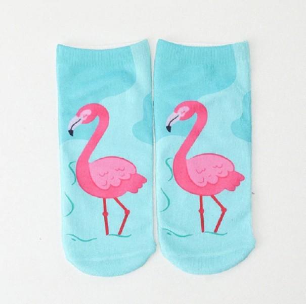 Chaussettes de cheville pour femmes avec flamants roses bleu clair