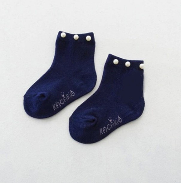 Chaussettes de cheville pour filles avec perles bleu foncé 0-2 ans
