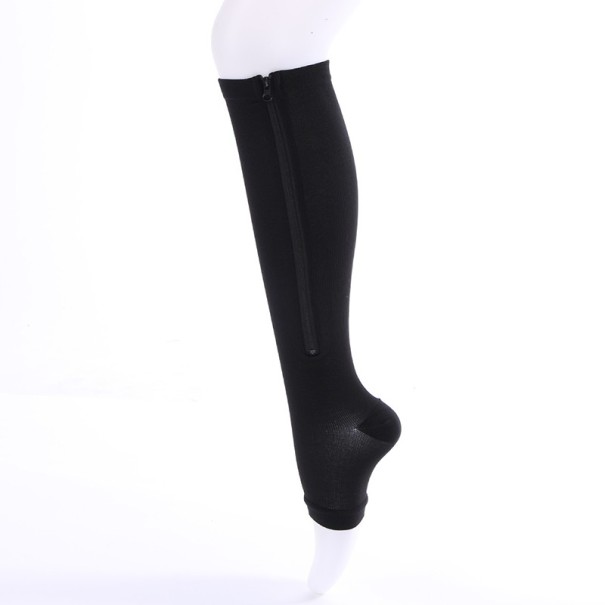 Chaussettes de compression pour femmes avec fermeture éclair noir M