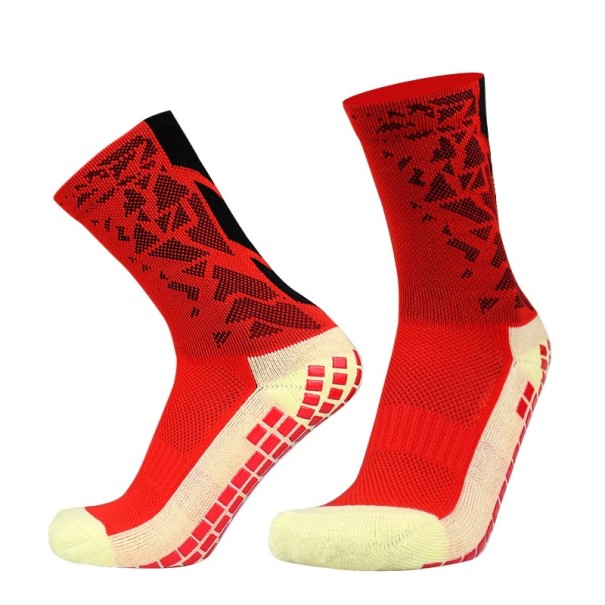 Chaussettes de sport de football unisex EUR 39-45 avec semelle en silicone antidérapante hautes jusqu'aux genoux respirantes élastiques rouge
