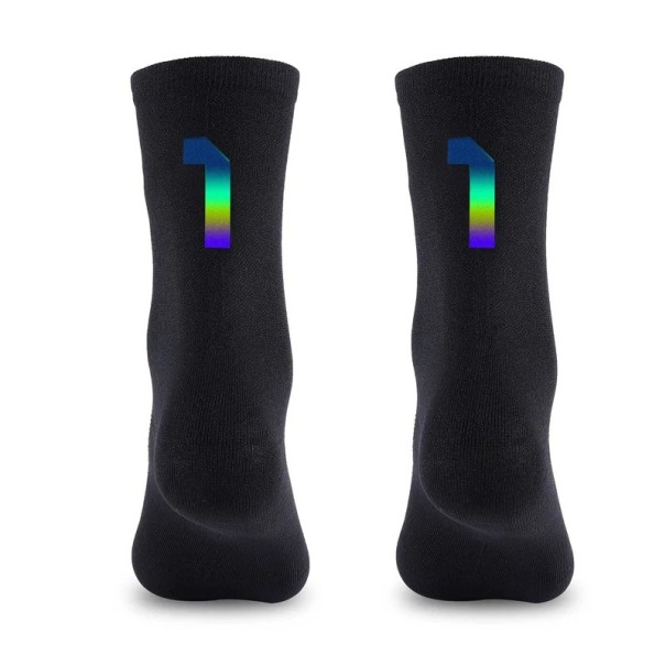 Chaussettes de sport noires professionnelles unisexes EU 39-46 réfléchissantes pour le cyclisme en extérieur en nylon respirant hautes jusqu'aux 1