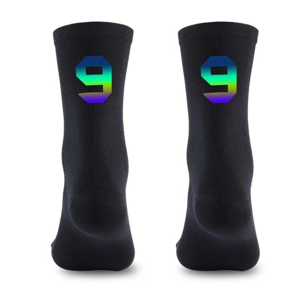 Chaussettes de sport noires professionnelles unisexes EU 39-46 réfléchissantes pour le cyclisme en extérieur en nylon respirant hautes jusqu'aux genoux 9