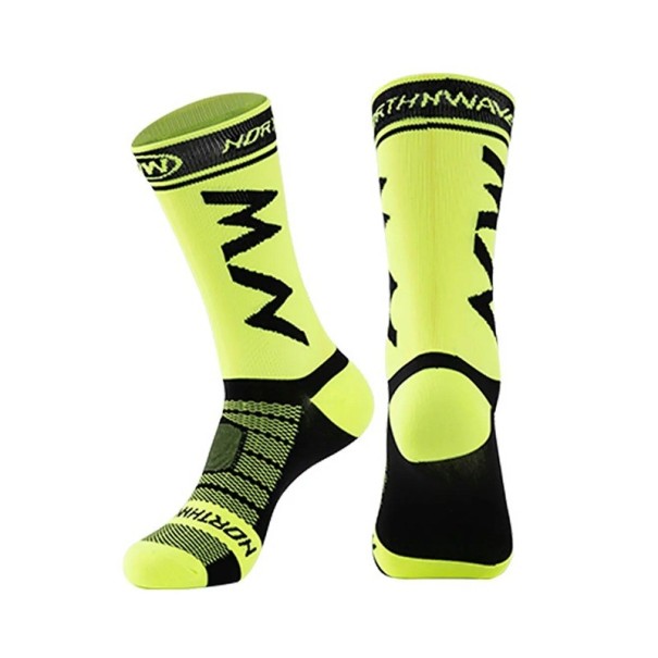 Chaussettes de sport unisex en plein air hautes jusqu'aux genoux pour la course, le football et le cyclisme, respirantes et élastiques jaune