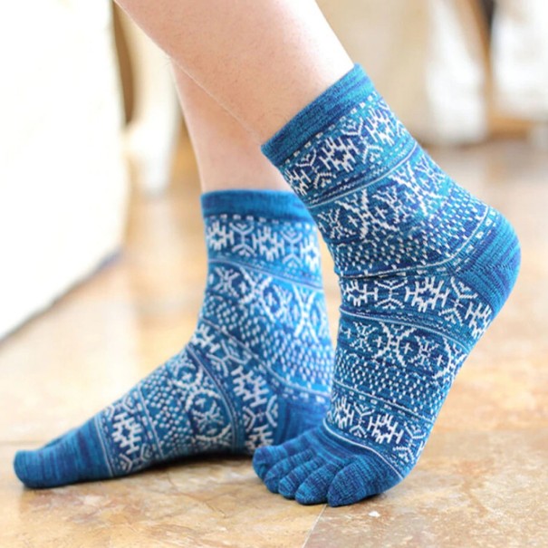 Chaussettes en coton à doigts bleu