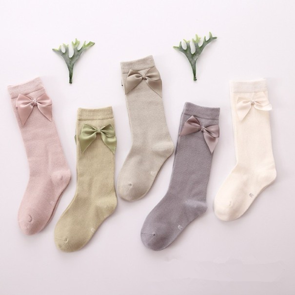 Chaussettes en coton pour filles avec nœud - 5 paires 3-5 ans