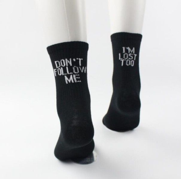 Chaussettes Hip Hop avec inscriptions noir