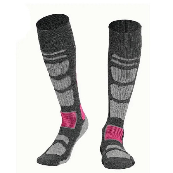 Chaussettes longues pour femmes d'hiver Chaussettes de ski thermiques Chaussettes compressives chaudes pour le ski taille 35-39 rose