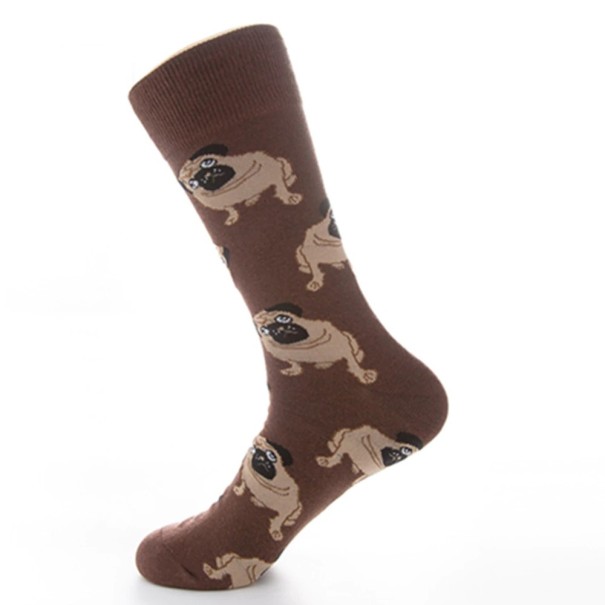 Chaussettes longues pour hommes avec motif de chiens marron
