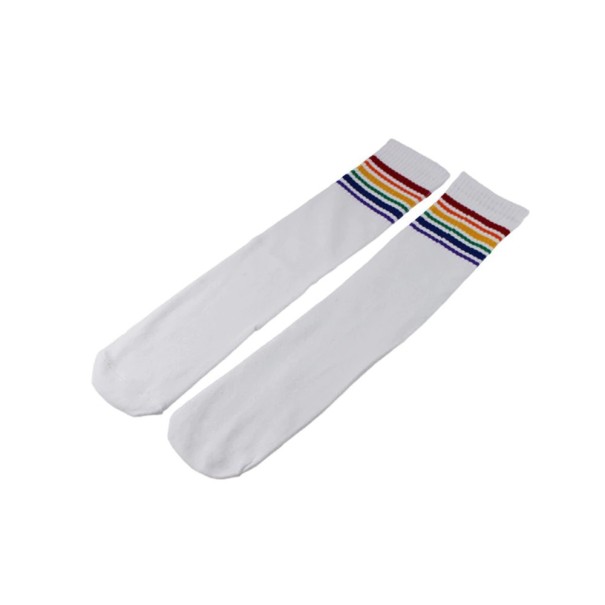 Chaussettes montantes à rayures blanc