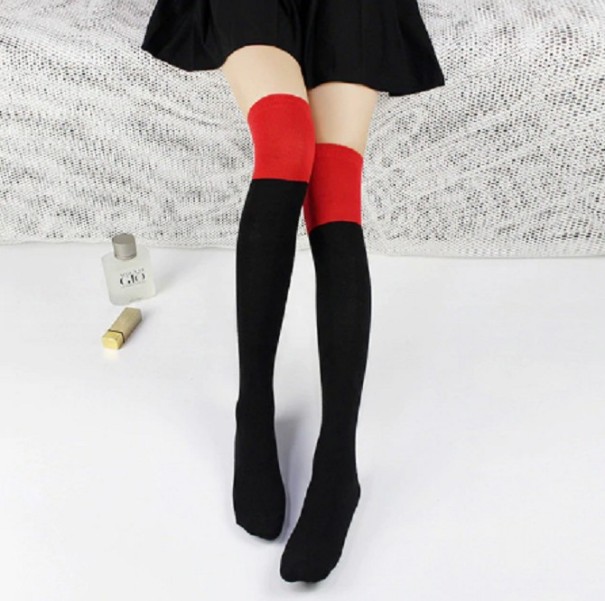 Chaussettes montantes bicolores pour femmes rouge