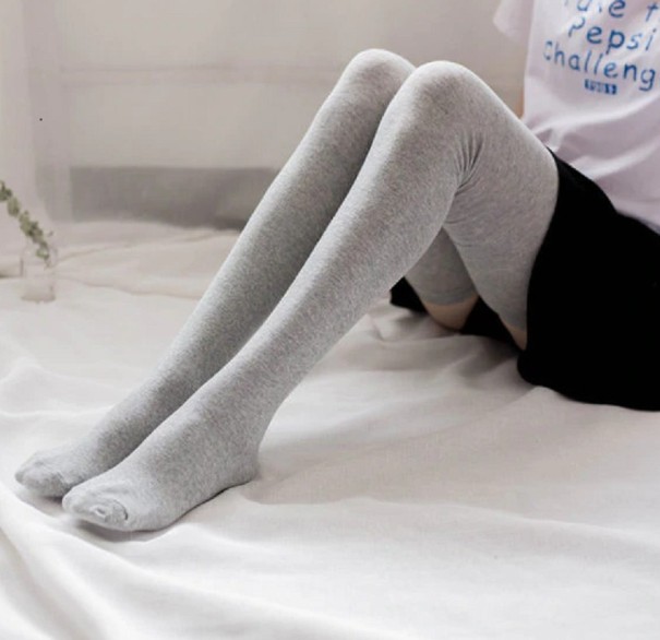Chaussettes montantes en laine pour femmes - 2 paires gris clair