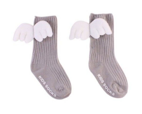 Chaussettes montantes pour filles avec ailes gris 0-2 ans