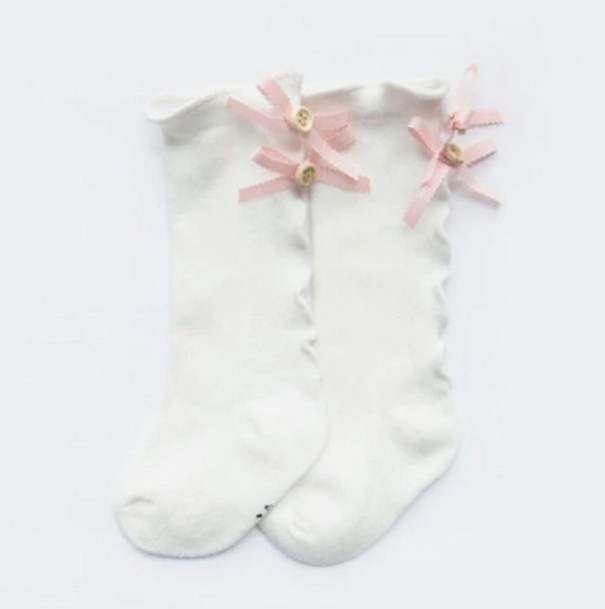 Chaussettes montantes pour filles blanc 1-3 ans
