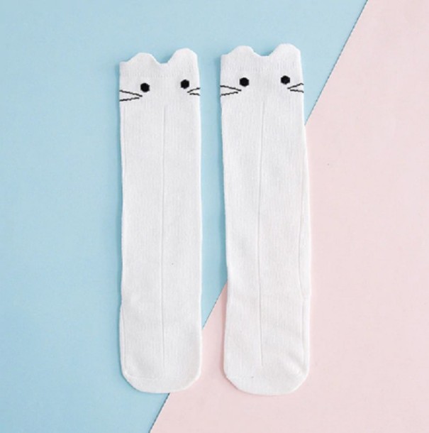 Chaussettes montantes pour filles - Petit lapin blanc 1-3 ans