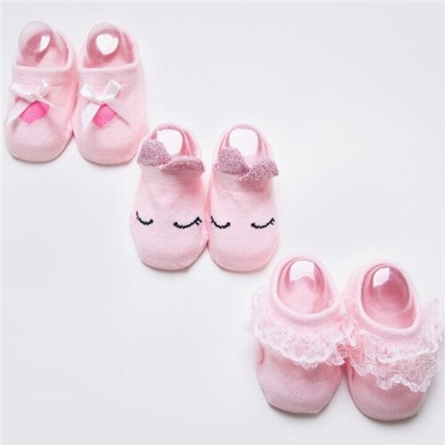 Chaussettes pour bébés adorables - 3 paires rose clair 3-6 mois