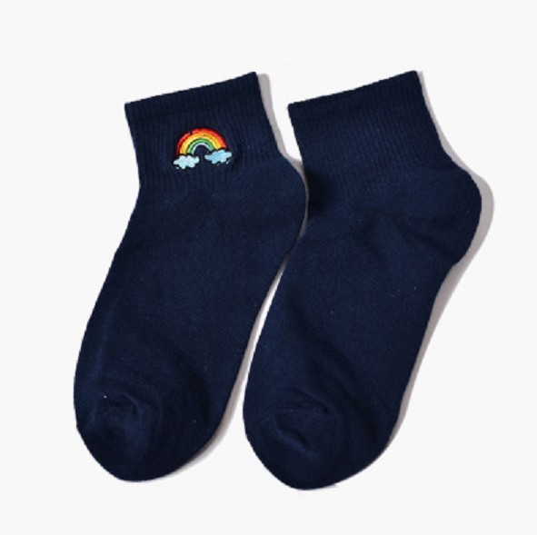 Chaussettes pour femmes avec arc-en-ciel bleu foncé