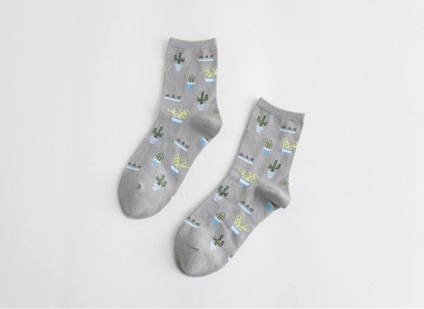 Chaussettes pour femmes avec des cactus gris