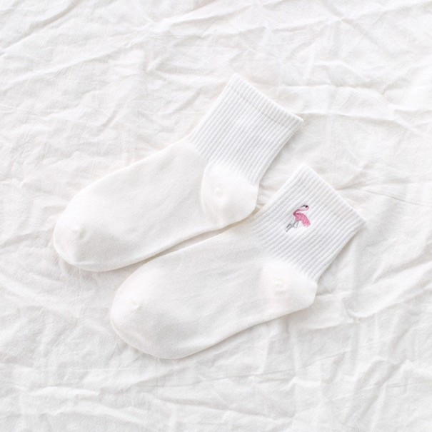 Chaussettes pour femmes avec des flamants roses blanc