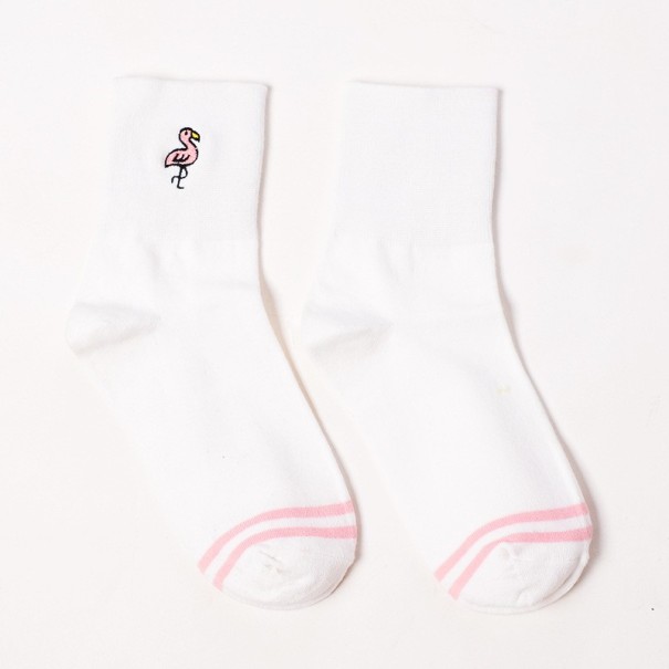 Chaussettes pour femmes avec des oiseaux blanc