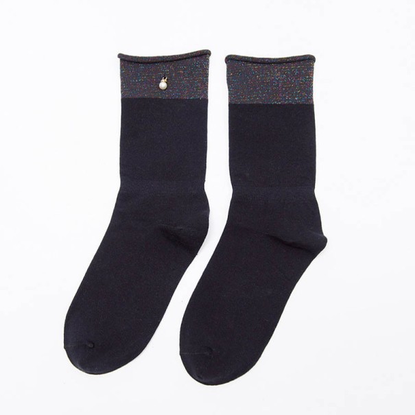 Chaussettes pour femmes avec perle noir