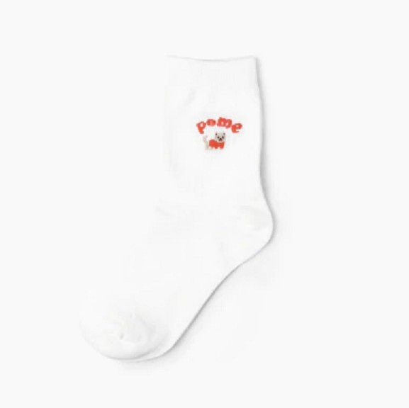 Chaussettes pour femmes avec un chien A897 blanc
