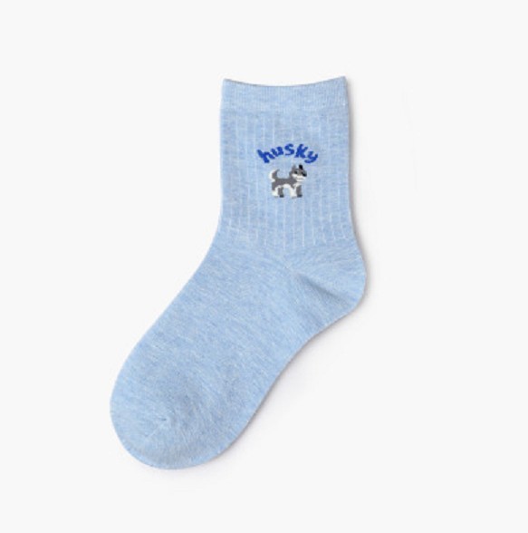 Chaussettes pour femmes avec un chien A897 bleu