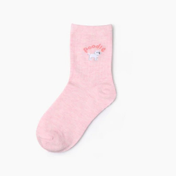 Chaussettes pour femmes avec un chien A897 rose
