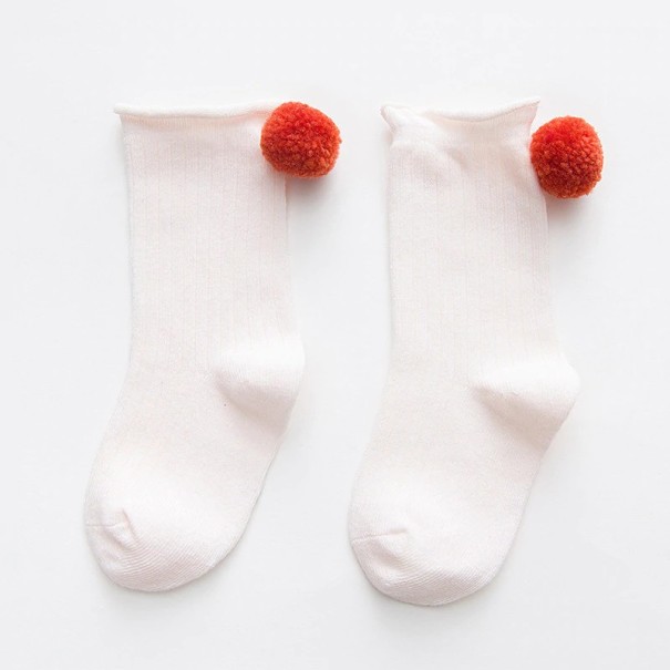 Chaussettes pour filles avec pompon blanc 3-5 ans