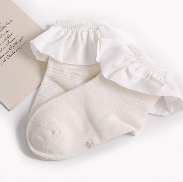 Chaussettes pour filles avec volants blanc 6-8 ans