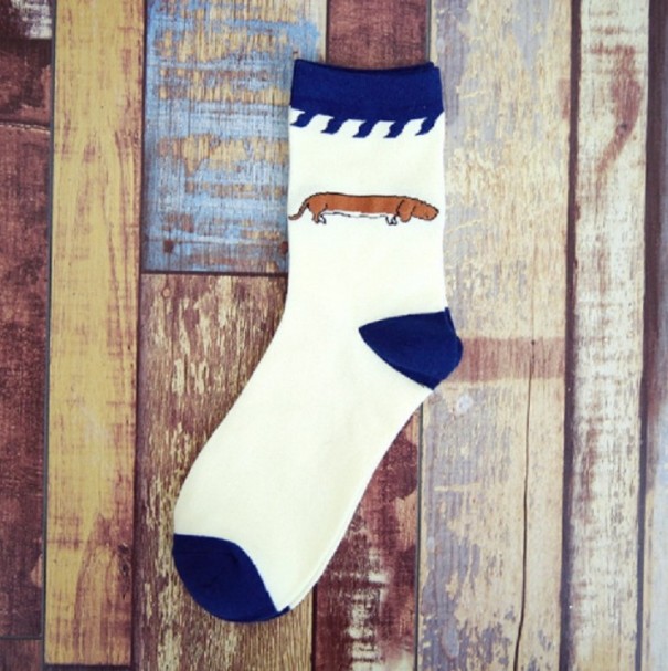 Chaussettes pour hommes avec des chiens bleu foncé