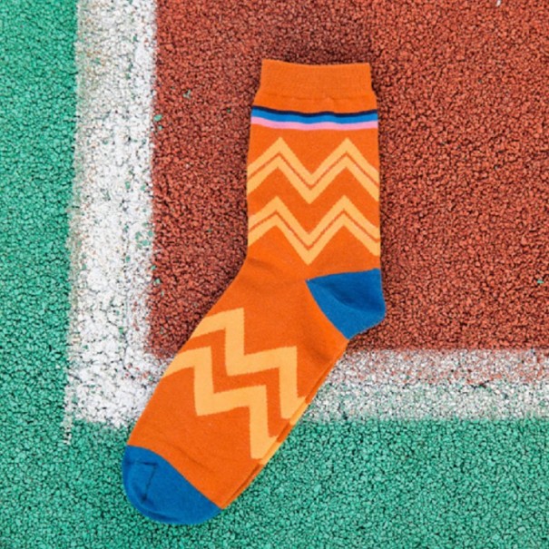 Chaussettes pour hommes avec motif zigzag orange