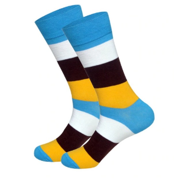 Chaussettes rayées pour hommes bleu
