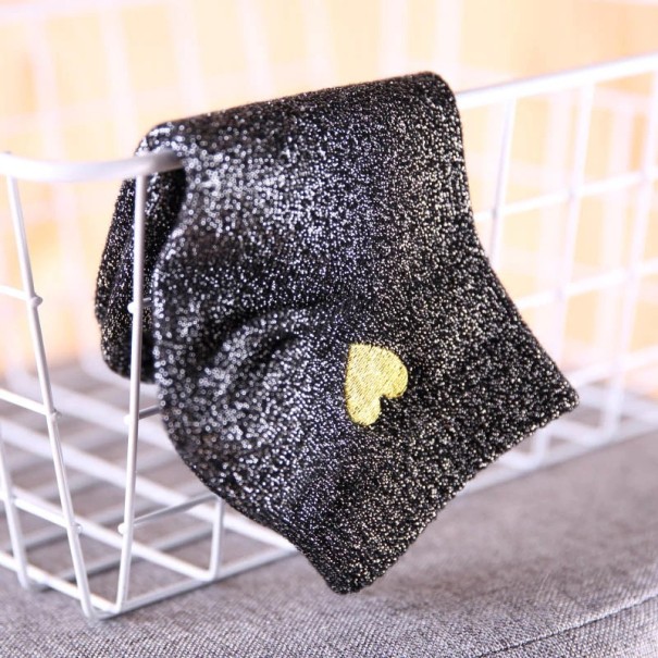 Chaussettes scintillantes pour femmes avec un cœur argenté