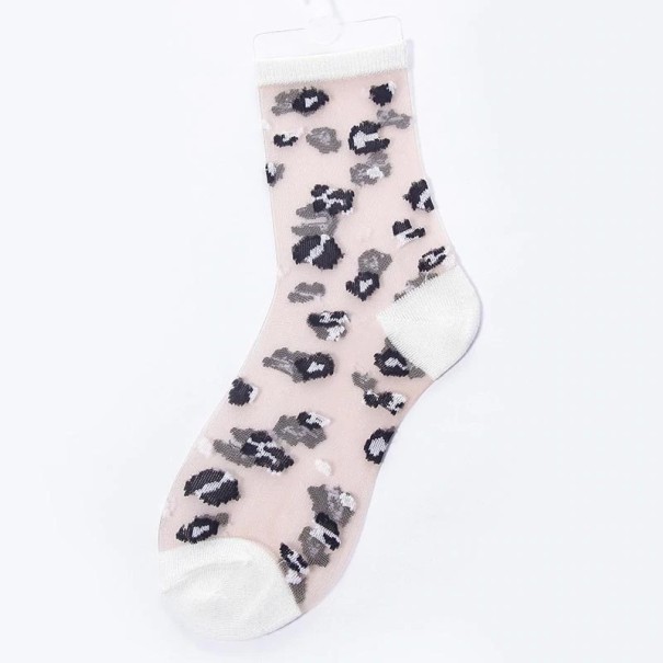 Chaussettes transparentes léopard pour femmes blanc