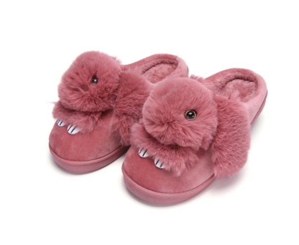 Chaussons d'intérieur pour femmes avec un petit lapin vieux rose 37
