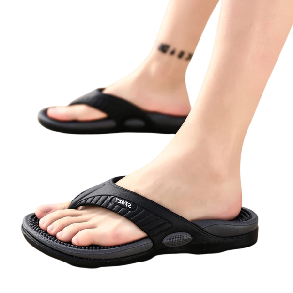 Chaussons de massage pour hommes Sandales de plage avec semelle de massage Pantoufles d'été pour usage extérieur et intérieur Chaussures confortables pour l'été noir 45