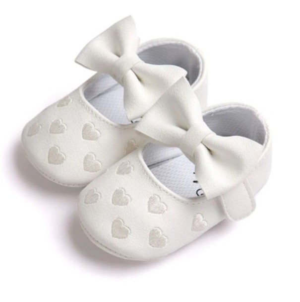 Chaussons en cuir pour filles blanc 0-6 mois