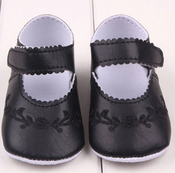 Chaussons en cuir pour filles Camila noir 0-6 mois