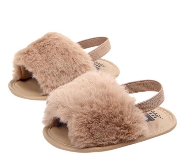 Chaussons en fausse fourrure pour filles marron clair 17