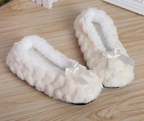 Chaussons en peluche pour femmes Beige 38