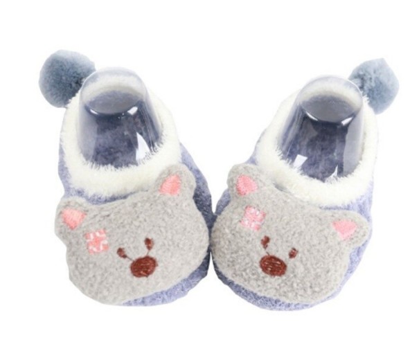 Chaussons pour enfants avec des animaux gris 6-9 mois