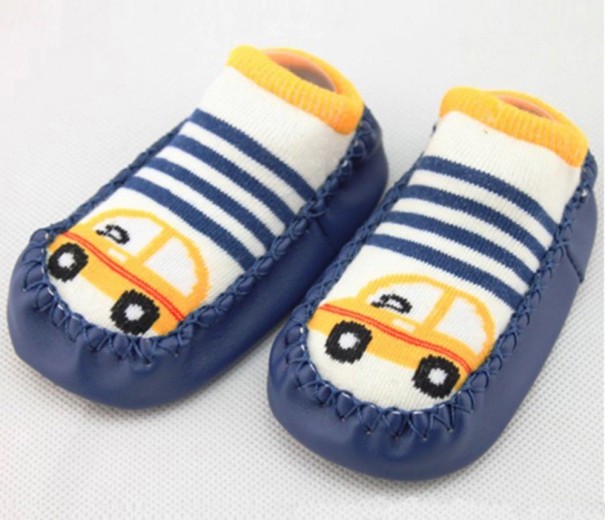 Chaussons pour enfants avec des images bleu foncé 0-6 mois
